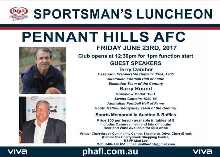 Pennant Hills AFL 2017 Sportspersons lunch