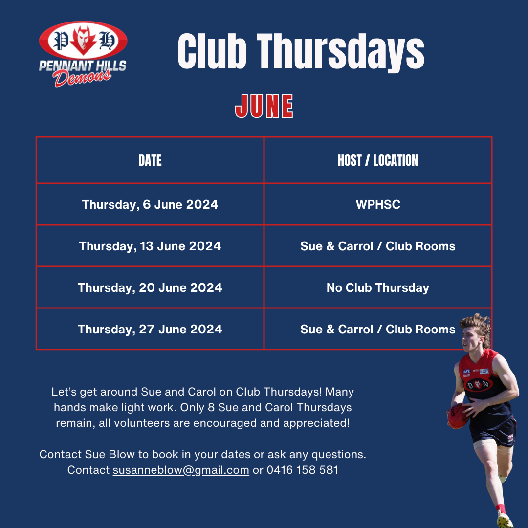 PHAFL Club Thursday Roster June