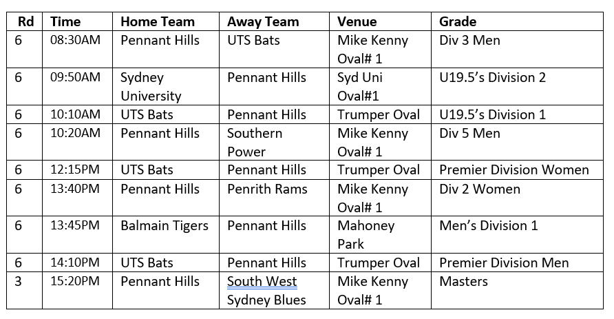 Round 6 Fixtures