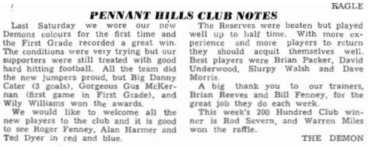 Pennant Hills Club Notes